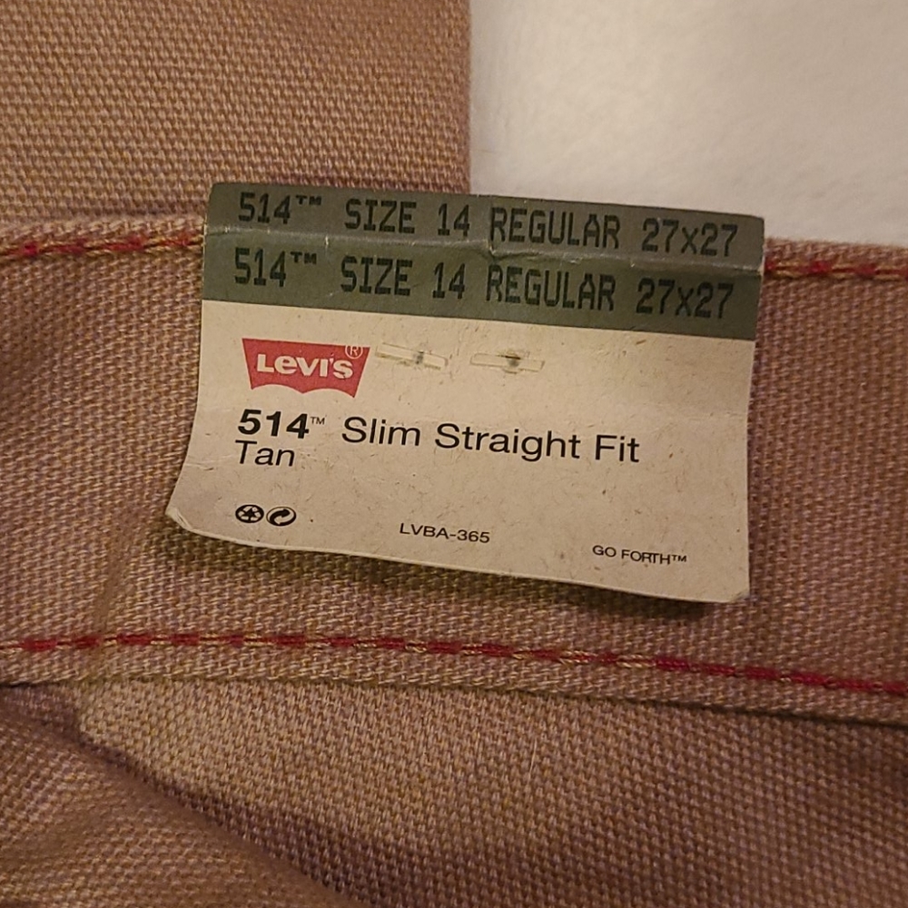 SOLD Levi's Boy's Slim Straight Tan Khaki Pants Size 14 NWT - Picture 6 of 7